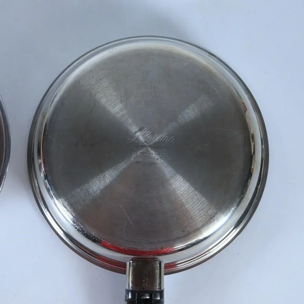 Vtg Lifetime Stainless Steel Covered 8” Skillet Frying Pan w/ Lid USA